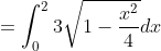 = \int^2_{0}3\sqrt{1-\frac{x^2}{4}} dx