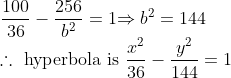 \\ {\frac{100}{36}-\frac{256}{b^{2}}=1} {\Rightarrow b^{2}=144} \\ {\therefore \text { hyperbola is } \frac{x^{2}}{36}-\frac{y^{2}}{144}=1}