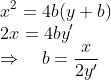 \\x^{2}=4 b(y+b)\\ \quad 2 x=4 b y' \\ \Rightarrow \quad b=\frac{x}{2 y'}