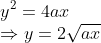 \\y^{2}=4ax\\ \Rightarrow y=2\sqrt{ax}