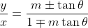 \frac{y}{x}=\frac{m\pm \tan \theta}{1\mp m\tan \theta}