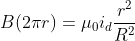 B(2\pi r)=\mu _{0}i_{d}\frac{r^{2}}{R^{2}}