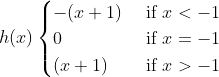 h(x)\begin{cases} -(x+1) & \text{ if } x<-1 \\ 0 & \text{ if } x= -1\\ (x+1)& \text{ if } x>-1 \end{cases}
